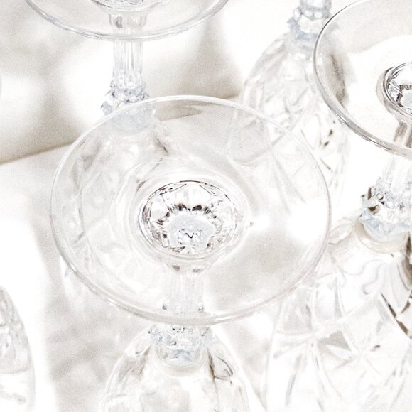 5 Pcs Cut Crystal Champagne Flutes / Elegant Drinkware Glassware / Wedding Party - Picture 6 of 6